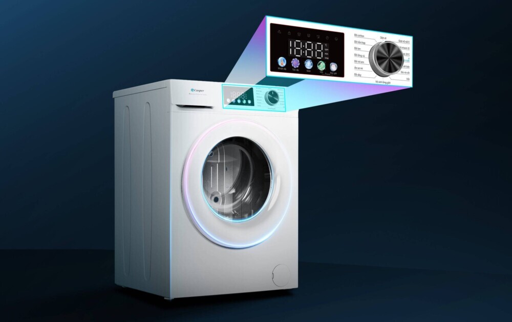 Máy giặt Casper ProWash sở hữu bảng điều khiển đa sắc hiện đại với giao diện trực quan